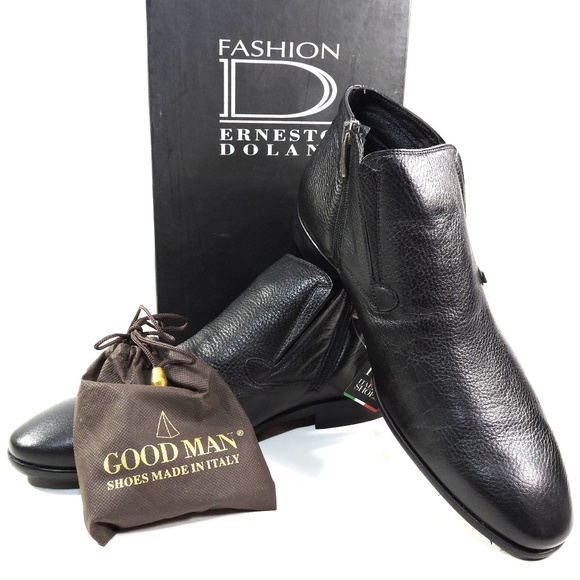 ERNESTO DOLANI 🇮🇹 MEN'S BLACK SOFT DEER LEATHER COMFORT WINTER BOOTIE - Picture 8 of 8